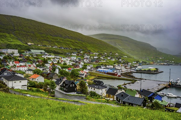 The village of Vestmanna, Vagar, Faroe islands, Denmark, Europe