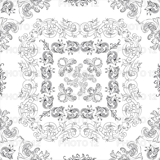 Hand drawn seamless floral pattern on a white background, vector textile template