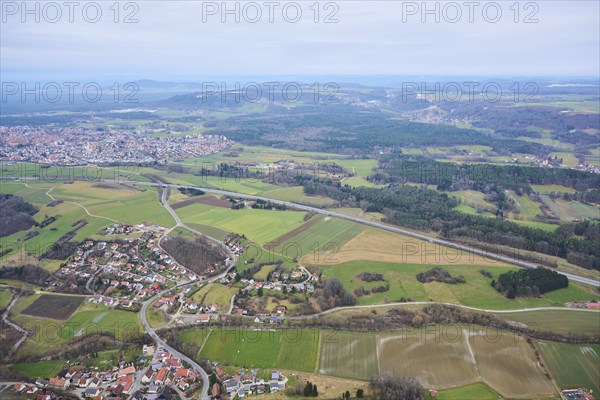 Aerial view of the area around Neumarkt in der Oberpfalz, Bavaria, Germany, Europe
