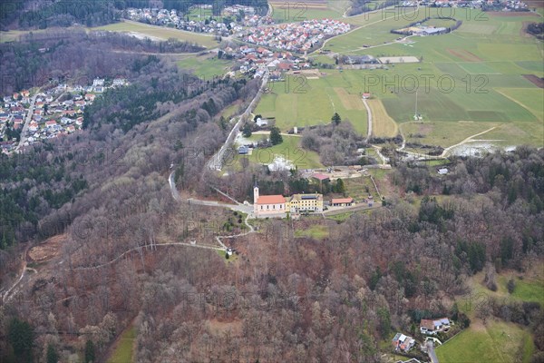 Aerial view of the area around Neumrakt on der Oberpfalz, Bavaria, Germany, Europe