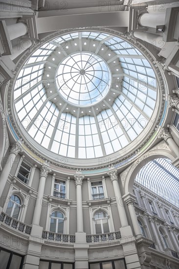 Historic glazing of De Passage shopping street by day, The Hague, Netherlands
