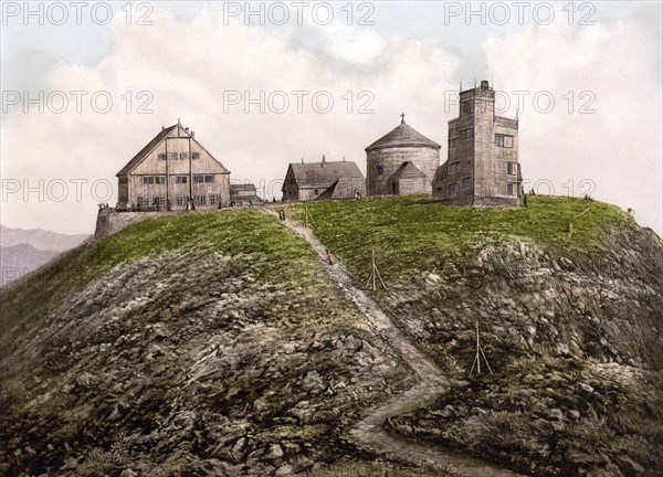 The Schneekoppe with Observatory in the Giant Mountains, today Snetzka in the Czech Republic,