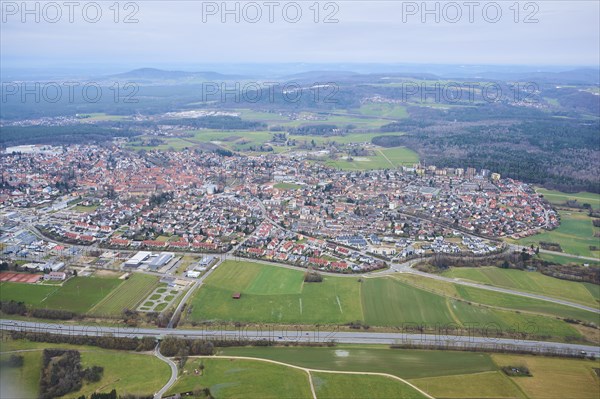 Aerial view of the area around Neumarkt in der Oberpfalz, Bavaria, Germany, Europe