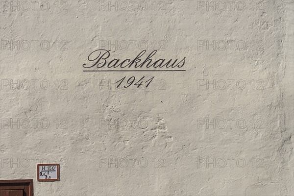 Bakehouse, lettering on façade, letters, Wilflingen, municipality of Langenenslingen,