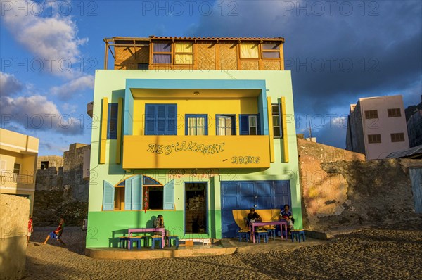 Colourful fassade of a building. San Antao. Cabo Verde. Africa