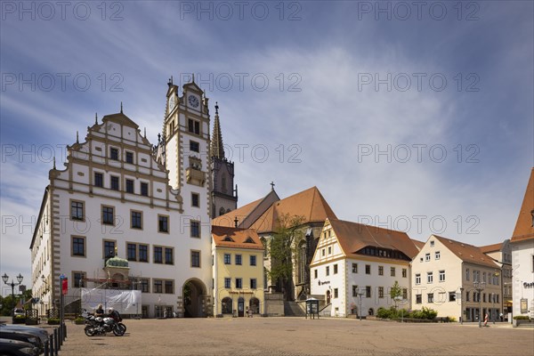 Oschatz market square with Rathaius and St. Aegidien Church