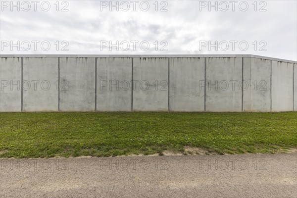 Stammheim Prison, JVA, exterior view of the maximum security prison with prison wall, Stuttgart,