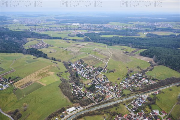 Aerial view of the area around Neumarkt in der Oberpfalz, Bavaria, Germany, Europe