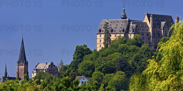 The Landgrave's Castle on the Schlossberg and the Lutheran Parish Church of St. Mary, Marburg an