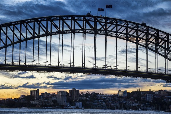 Sunset over Sydney harbour bridge Sydney, New South Wales, Australia, Oceania