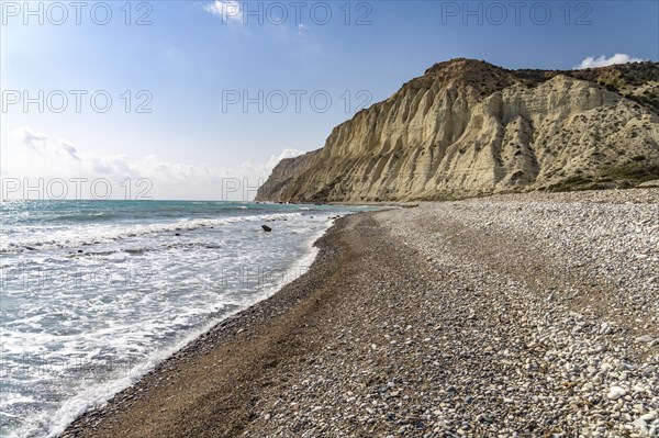 Beach on the cliffs of Cape Aspro near Pissouri, Cyprus, Europe