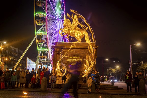 Georg Grässler of TwoElements with his fire show at the Goldener horse-rider, where the