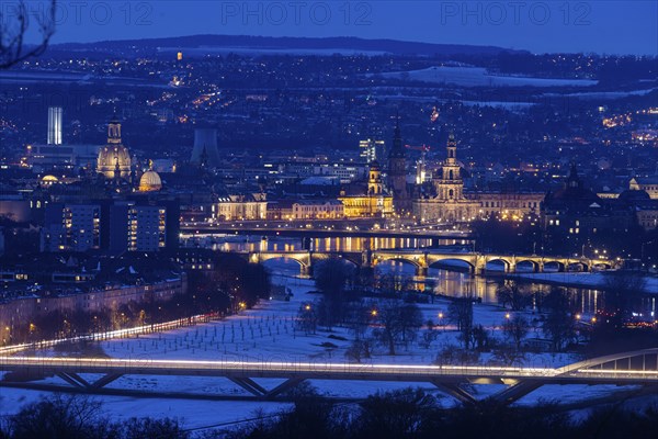 View of the Old Town from the Dresdner Heide in the evening