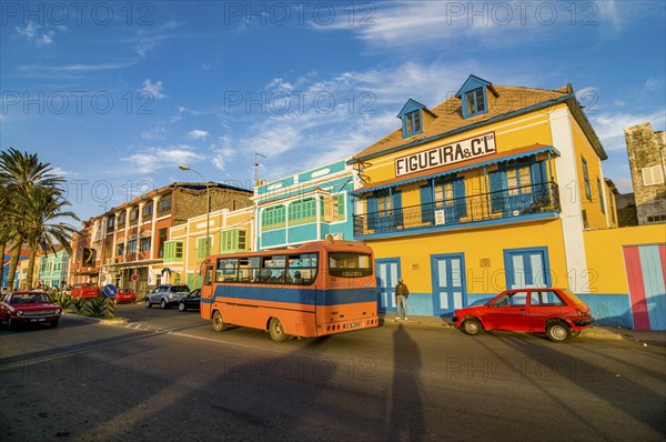 Colourful buildings in San Vincente. Mindelo. Cabo Verde. Africa