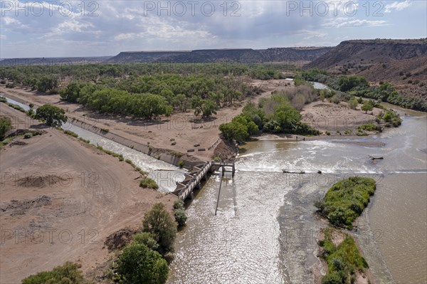 Algodones, New Mexico, The Angostura Diversion dam sends water from the Rio Grande into irrigation