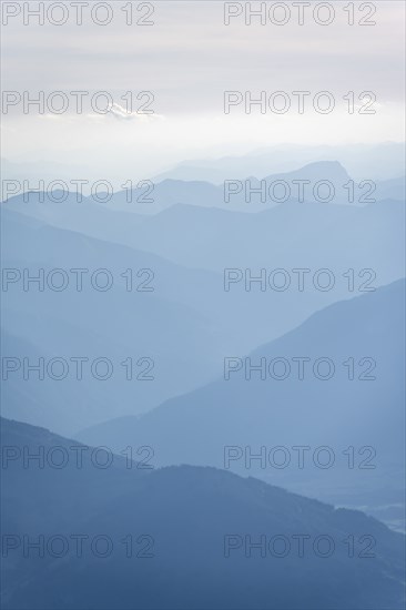 Silhouettes, Dramatic Mountain Landscape, View from Hochkönig, Salzburger Land, Austria, Europe