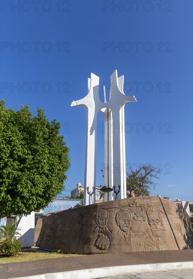 Independence monument in Barrio San Roman, Campeche city, Campeche State, Mexico, Central America