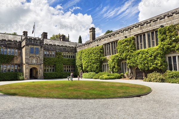 Lanhydrock House with visitors, Bodmin, Cornwall, England, United Kingdom, Europe