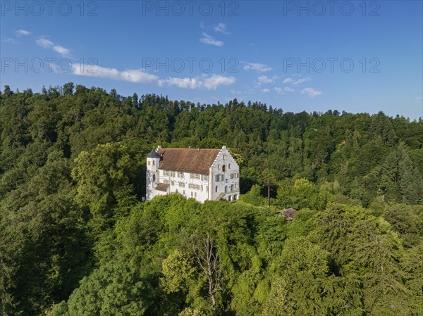 Aerial view of Frauenberg Castle, also known as Schloss Frauenberg, Bodman-Ludwigshafen, Constance