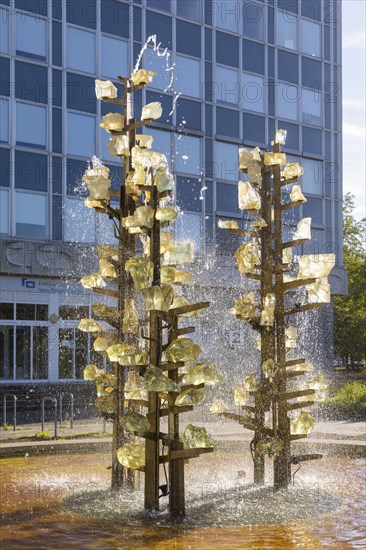 The glass fountain (also known as the Hyacinth Fountain) on Pirnaischer Platz in front of the