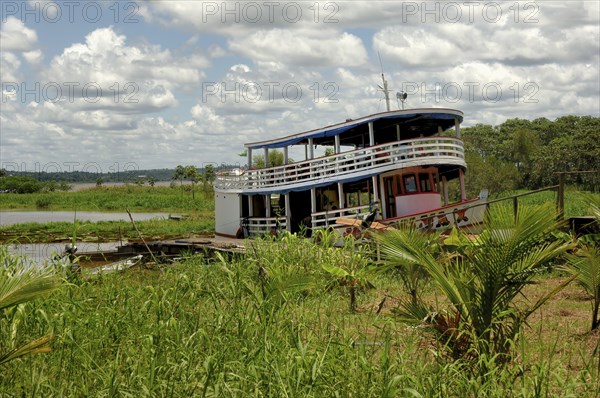 Traditional wooden Amazon River boat, Amazon state, Brazil, South America