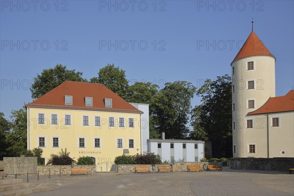 Late Baroque Kruger House and Tower of the Renaissance Freudenstein Castle, Castle Tower, Castle