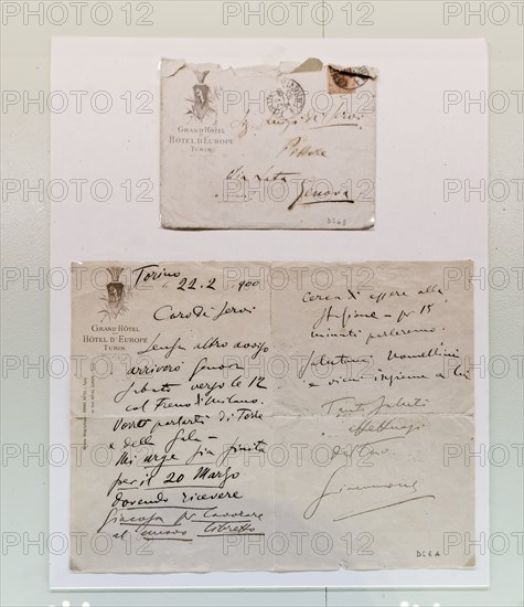 Original letter with handwriting from the composer Giacomo Puccini to Luigi de Servi, Grandhotel