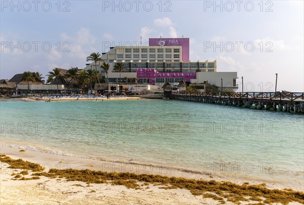 Coastal landscape view to Mia Reef Hotel, Isla Mujeres, Caribbean Coast, Cancun, Quintana Roo,
