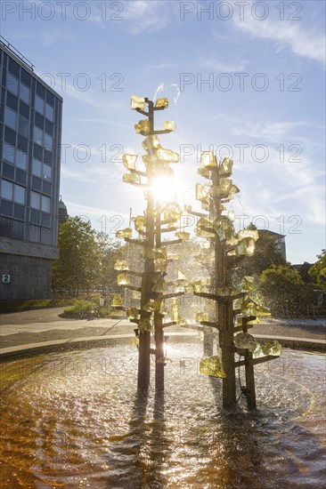 The glass fountain (also known as the Hyacinth Fountain) on Pirnaischer Platz in front of the