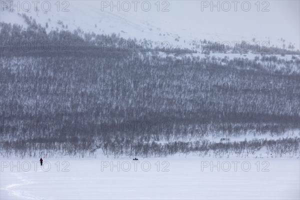 Snowshoe Hike on Lake Kilpisjärvi in Mog Fog at -27Â°C, Motorhome, Snowmobile, Kilpisjärvi,