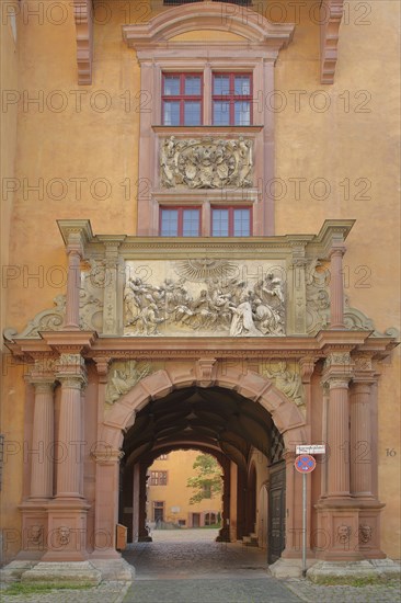 Portal to the Old University, Renaissance, old, archway, Würzburg, Lower Franconia, Franconia,