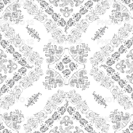 Hand drawn seamless floral pattern on a white background, vector textile template