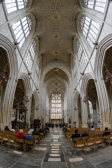 Fisheye, interior view, Bath Abbey, Bath, England, Great Britain