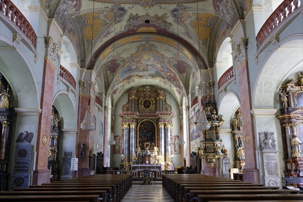 Interior view, parish church of St Egid, Pfarrplatz, inner city, Klagenfurt, Carinthia, Austria,