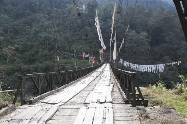 Very old bridge in Sikkim, India, Asia