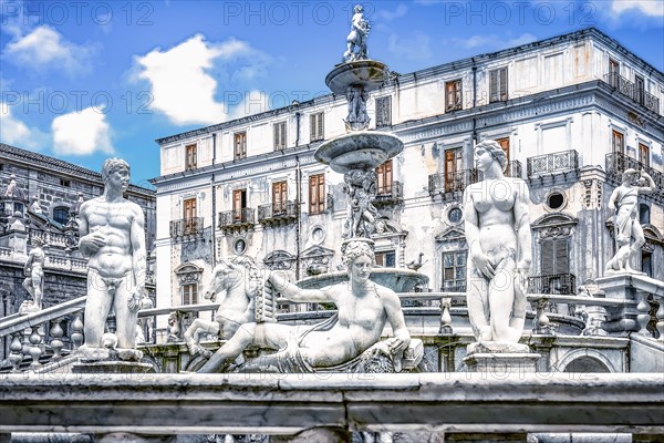 Fontana Pretoria on the Piazza Pretoria square in the Sicilian harbour city of Palermo