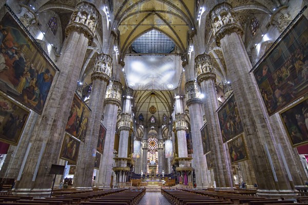Interior of Milan Cathedral (Duomo di Milano), the cathedral church of Milan, Italy. It's the