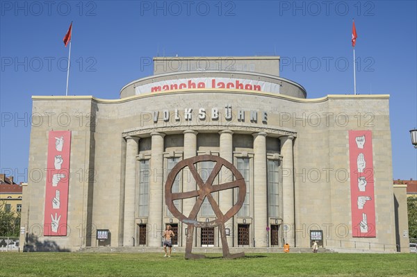 Robber's Wheel metal sculpture, Volksbühne, Rosa-Luxemburg-Platz, Mitte, Berlin, Germany, Europe
