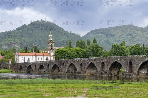 Saint Anthony of the Old Tower Church and the Roman and Medieval bridge, Ponte de Lima, Minho,