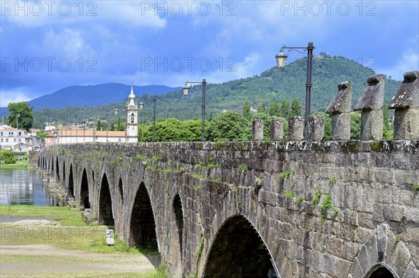Saint Anthony of the Old Tower Church and the Roman and Medieval bridge, Ponte de Lima, Minho,
