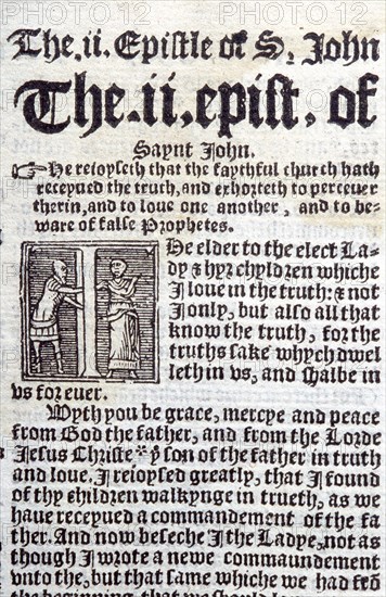 Text of II John from the 1551 Taverner's Bible, English translation. Courtesy of the Reed