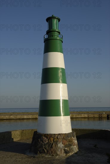 Pier lights at the harbour in Nida, Curonian Spit, Lithuania, Europe
