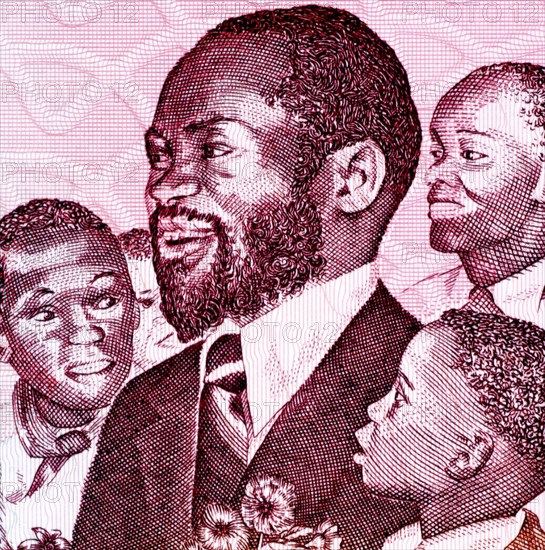 Samora Machel (1933-1986) on 1000 Meticais 1989 Banknote from Mozambique. Mozambican military