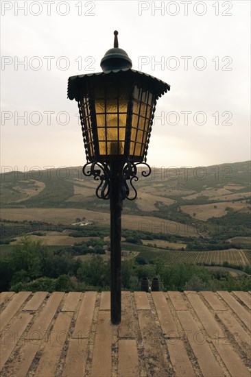 Beautiful view of Tuscany. Brunello di Montalcino wine fileds from the Castello di Velona. Summer