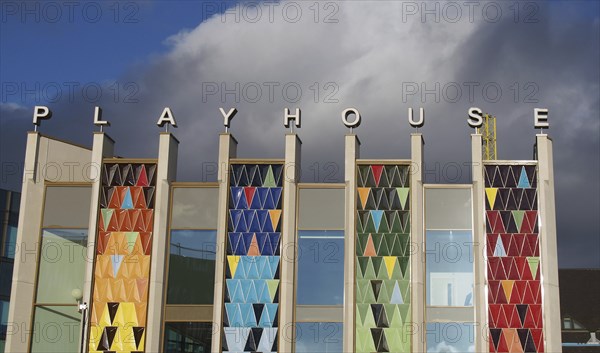 Leeds, West Yorkshire, United Kingdom, 22 February 2020: the brightly coloured facade of the new