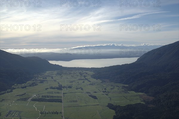 Looking west over Lake Brunner, West Coast, South Island, New Zealand, Oceania