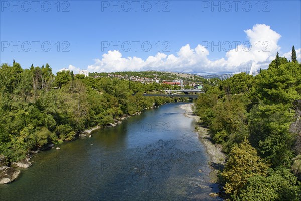 View of River Moraca in Podgorica, Montenegro, Europe