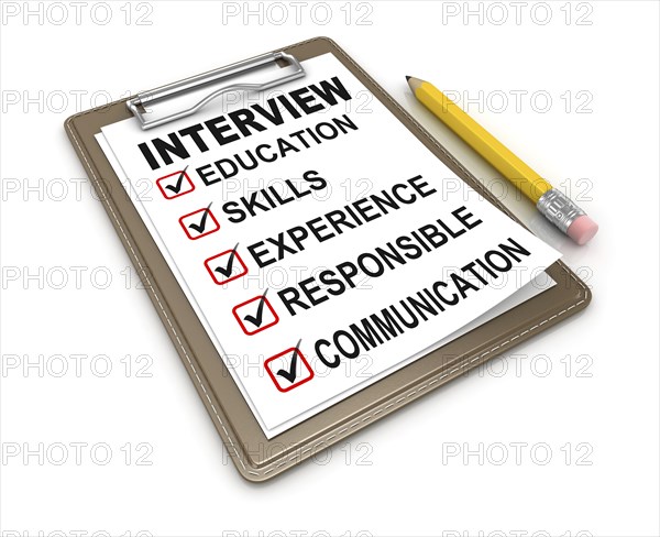 Interview Checklist, This is a computer generated and 3d rendered picture