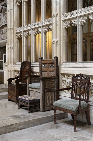 Interior view, Chair, Bath Abbey, Bath, England, Great Britain