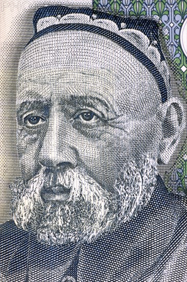 Sadriddin Ayni (1878-1954) on 5 Somoni 2000 Banknote from Tajikistan. Tajikistan's national poet